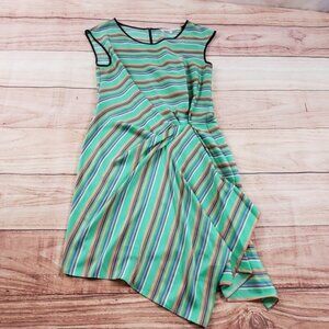 Rachel Roy Dress Womens Medium Green Blue Mini Asymmetrical Sleeveleess Ladies